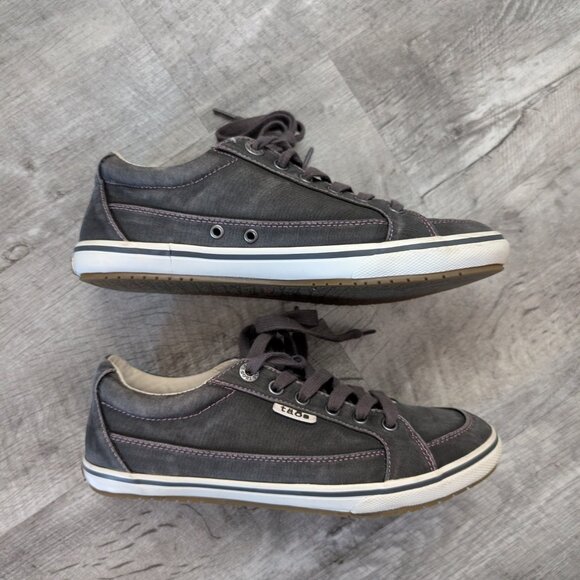 Taos Moc Star Canvas Women's 7.5 Graphite Gray Lace Up Low Top Casual Sneakers - Picture 4 of 9